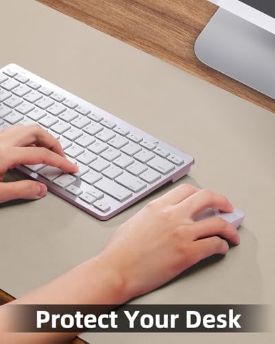 PULeather Non-Slip Desk Mat, Large Mouse Pad & Laptop Desk Pad - Waterproof Writing Pad for Office & Home (Beige, 35.4" x 17") - Image 3