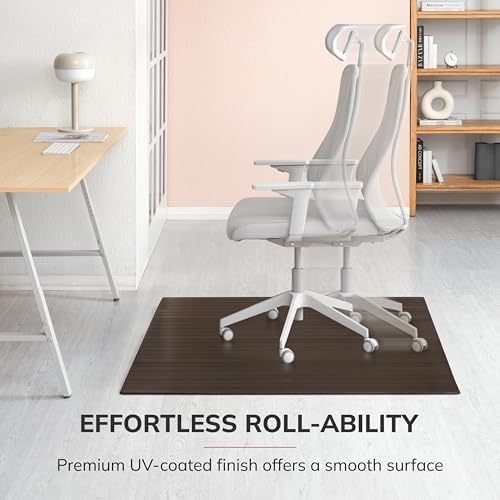 Anji Mountain 52" x 48" Bamboo Office Chair Mat for Carpet & Hardwood Floor - Image 5