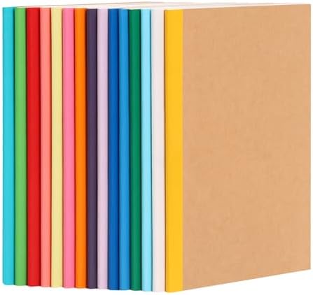 LABUK 15pcs A5 Composition Notebook Journals Bulk, Kraft Lined Notebooks,15 Colors 60 Pages for Journaling, Writing, School, Office, Kids Gift by LABUK