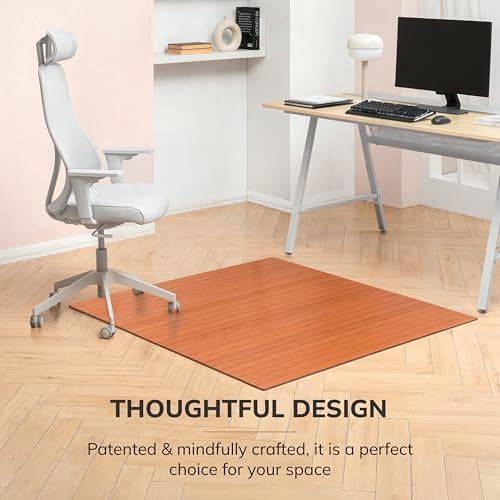 Anji Mountain 52" x 44" Bamboo Office Chair Mat for Carpet & Hardwood Floor - Image 4