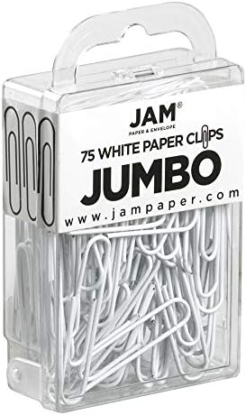 JAM PAPER Colorful Jumbo Paper Clips - Large 2 Inch - White Paperclips - 75/Pack - Image 2