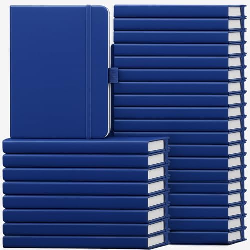 Laumoi 28 Pack A5 PU Leather Lined Notebook Journal, Navy Blue,Simple by Unknown