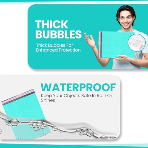 Teal Bubble Mailers 14.50x20, Self Seal Poly Padded Envelopes #7, 100 Pack - Image 4