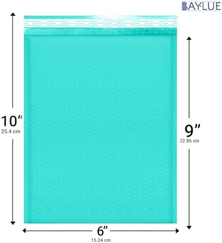 Teal Bubble Mailers 6x10, Self Seal Poly Padded Envelopes #0, 250 Pack Bulk - Image 2