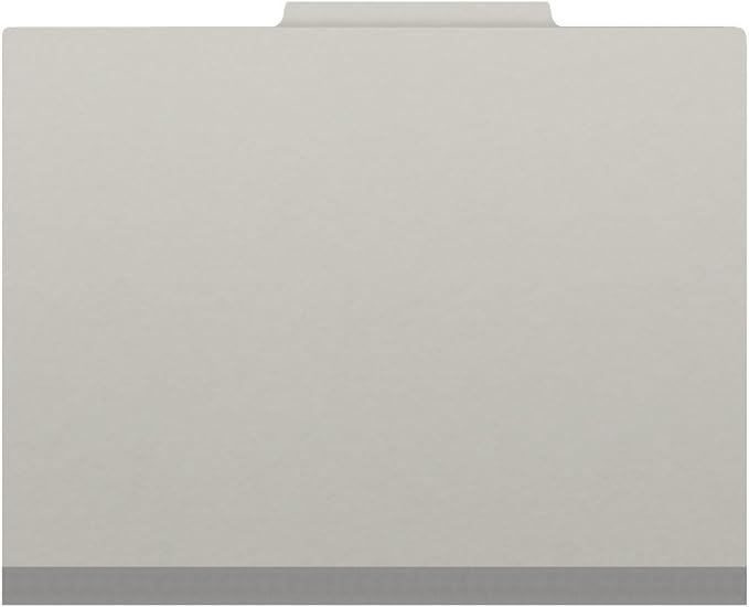 25 Pt. Pressboard Classification Folders, 2/5 Cut ROC Top Tab, Letter Size, 1 Pocket Divider, Light Gray (Box of 10) - Image 2