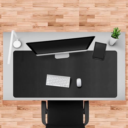 Cacoy 48"x24" Dual-Sided Desk Pad Blotter, Cork & PU Leather Desk Mat,Black - Image 6
