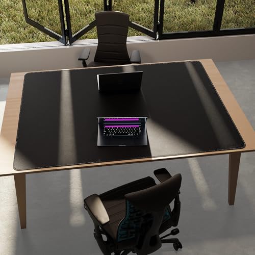 CENNBIE HUGE160 63" x 47" Black Leather Desk Mat for Conference Table, Dining Table, Work Table, Banquet Tables, Library Table - Image 5