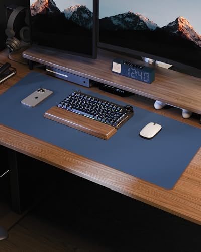 AFIING Desk Pad Protector 23.6" x 13.7" - Non-Slip Waterproof PU Leather Desk Mat for Mouse, Keyboard, Laptop, Office and Home Workspace (Blue Grey) - Image 7
