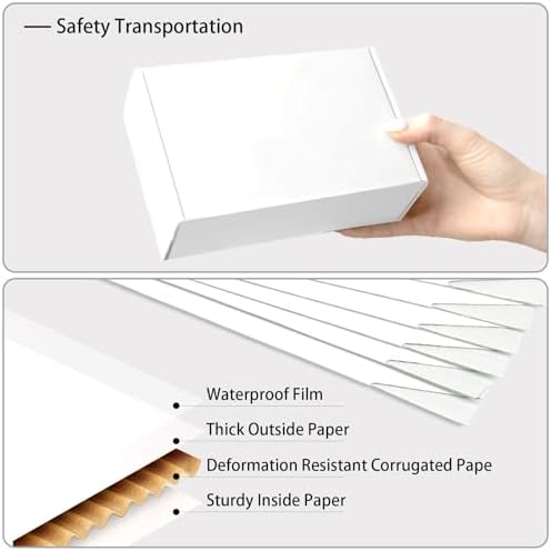 White Shipping Boxes Medium 10x8x2 Inches, 40 Pack Corrugated Cardboard Mailer Boxes for Packaging Small Business Mailing Gift - Image 3