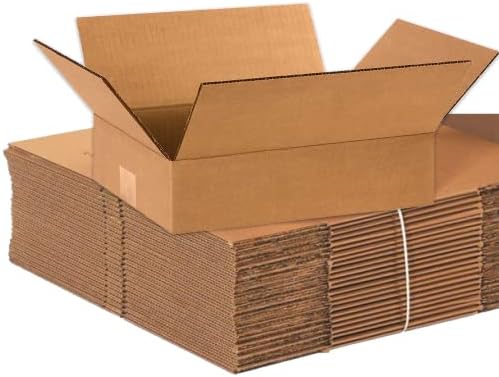 BOX USA Shipping Boxes 12"L x 8"W x 3"H 25-Pack Flat Corrugated Cardboard Box for Packing, Moving and Storage by BOXUSA