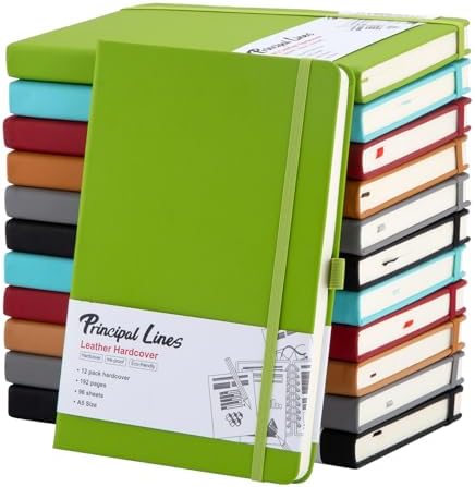 12 Pack Lined Journal Notebook - A5 Hardcover Notebooks 192 Pages, 100 GSM Thick Paper Journal, 8.3 x 5.7 inches, Journals for Writing, School Supplies, Office Supplies by PrincipalLines