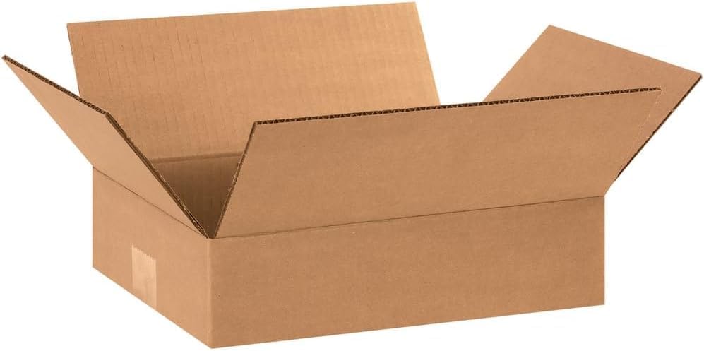 BOX USA 1293 Flat Corrugated Cardboard Box 12" L x 9" W x 3" H, Kraft, For Shipping, Packing and Moving (Pack of 25) - Image 6