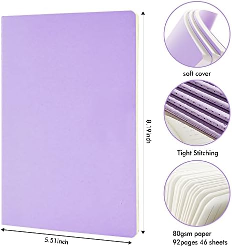 feela 36 Pack Soft Cover Journal Bulk, Lined Blank Travel Journal for Women Men Writing, Notebooks College Ruled for Work, Note Taking Notebook School Business Supplies, 8.2” x 5.5”, A5, Light Purple - Image 2
