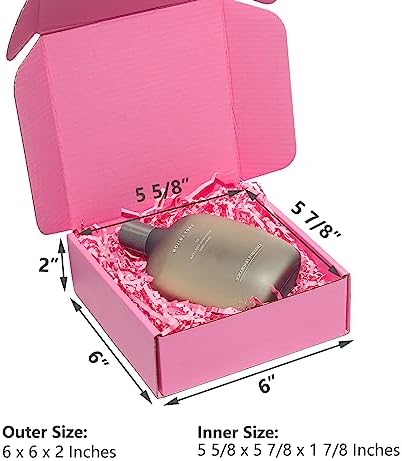 Timirog Small Shipping Boxes 6x6x2 Inches 25 Pack Pink Corrugated Cardboard - Image 2
