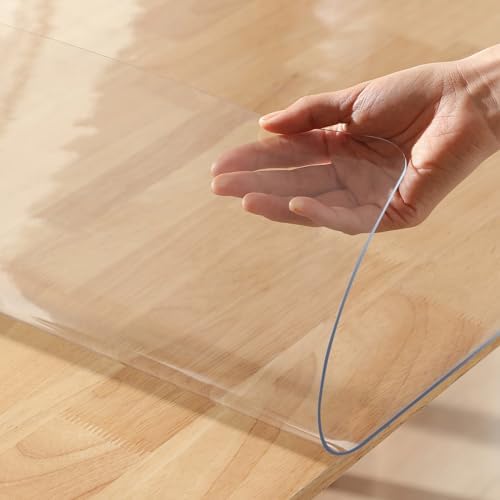 Clear Desk Mat 14 x 36 Inch 1.5mm Thick Desk Cover Protector Mat Vinyl Desk Pads on top of Desks Waterproof Plastic Table Cover PVC Table Protector Pads for Writing Desk Tabletop Night Stand Dresser - Image 2