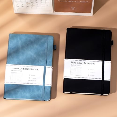 CAGIE 2 Pack Journals Notebooks for Women Men Leather Journals for Writing Hardcover A5 Journaling Notebooks Thick Journal Supplies Diary, Black& Blue - Image 6