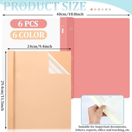 6 PCS Retro Plastic Report Covers with 3 Prongs Clear Front Presentation Folders 3 Prong Folders for Resume Portfolio Document Report Letter Proposal School Classroom Office Supplies (Vintage) - Image 2