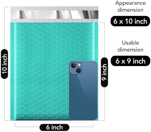 Fuxury Bubble Mailers 6x10" Teal Padded Envelopes 9600 Pack Bulk Pallet - Image 2