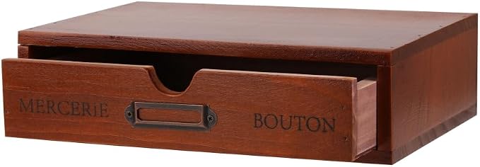 Wooden Drawers Brown Wood Desktop Organizer with Drawers | Vintage Wooden Storage Box for Apothecary Cabinet, Wood Drawer, Countertop Drawer for Library Card Catalog Cabinet by Unknown