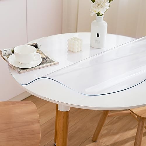 46 Inch Round Clear Table Cover Protector, 2mm Thick Round Clear Table Protector for Dining Room Table, Waterproof Round Plastic Vinyl Table Pad - Image 2