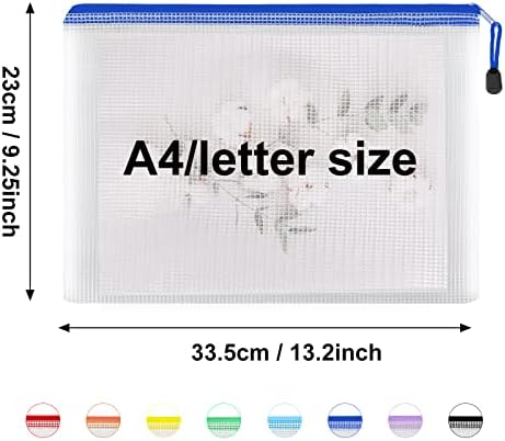 EOOUT 56pcs Mesh Zipper Pouch Zipper Bag, Durable Pouches for Organization Puzzle Storage, Letter Size, A4 Size, for Office Supplies - Image 2
