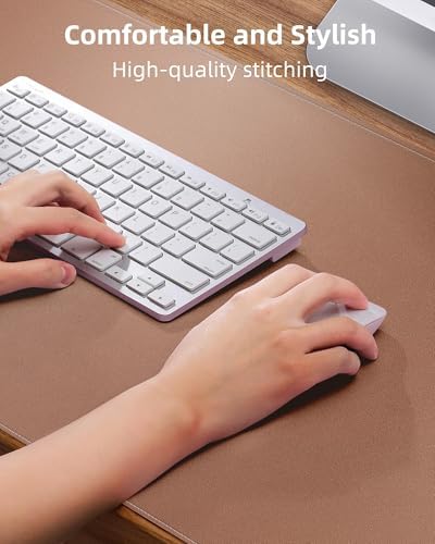 Leather Desk Pad Protector, Mouse Pad, Office Desk Mat, Non-Slip PU Leather Desk Blotter, Laptop Desk Pad, Waterproof Desk Writing Pad for Office and Home (Champagne Gold, 31.5" x 15.7") - Image 3