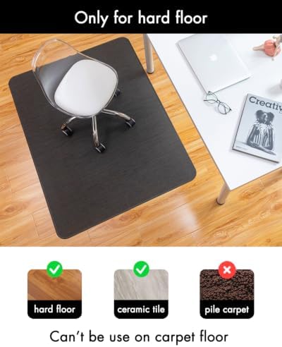 Baroyal Office Chair Mat for Hardwood Floor Under Desk Computer Rolling Chair Mat for Wood/Tile Floor Non-Slip Heavy Duty Desk Rug PVC Plastic Hard Floor Protector 36" x 48" (Espresso) - Image 3