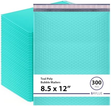 Teal Bubble Mailers 8.5x12, Self Seal Poly Padded Envelopes #2, 300 Pack by BAYLUE