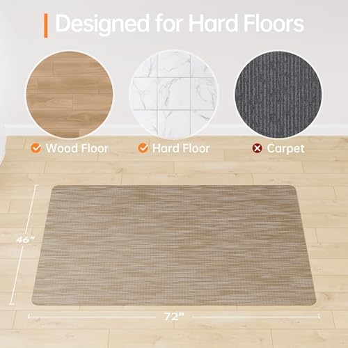 Office Chair Mat, 46" x 72" Computer Chair Mat for Hardwood Floor, Non-Curve Anti Slip Hard Floor Protector for Rolling Chair, PVC Mat Desk Rug for Home Office - Image 2