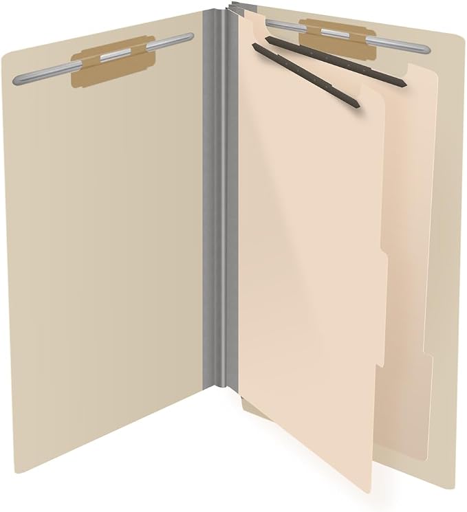 Ecom Folders Manila Classification Folders | Legal Size 18 Pt Manila Stock with 2 Dividers | Full Cut End Tab Shelf Filing Folder for Medical, Legal & Office Records | Box of 10 - Image 4
