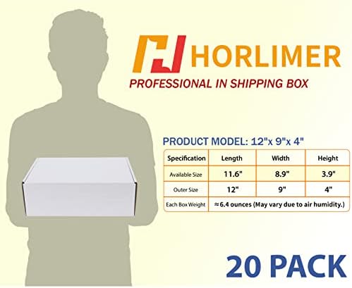HORLIMER 12x9x4 inches Shipping Boxes Set of 20, White Corrugated Cardboard Box Literature Mailer - Image 2