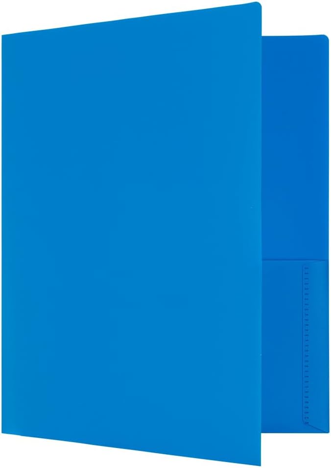 JAM PAPER Heavy Duty Plastic 2 Pocket Extra Tough School Folders - Assorted Primary Colors - Bulk 48 Folders/Box (8 Assorted Packs of 6) - Image 4