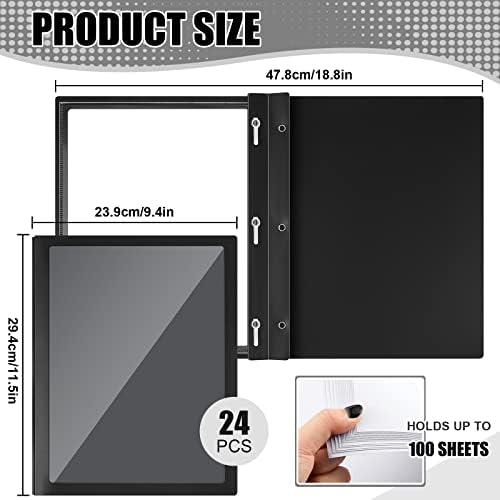 Teling 24 Pcs Report Covers with 3 Prong Presentation Folders, Black - Image 2
