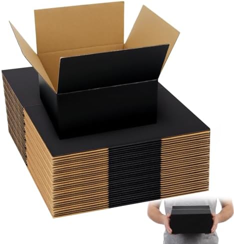 8x8x4 Black Shipping Boxes, 30 Pack Medium Mailer & Packaging Boxes for Small Business, Heavy Duty Corrugated Cardboard, Ideal for Shipping & Packaging by FORBFAN-US