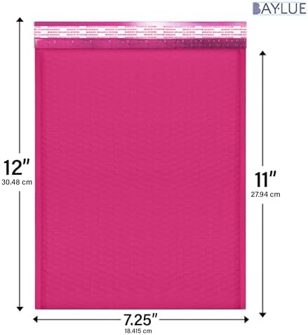 Hot Pink Bubble Mailers 7.25x12, Poly Padded Envelopes #1, 100 Pack - Image 2