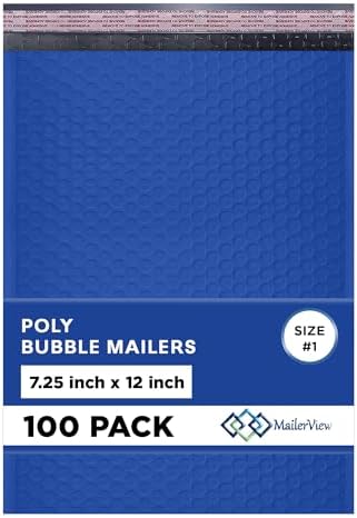 Royal Blue Bubble Mailers 7.25x12 Poly Padded Envelopes #1 100 Pack by MAILERVIEW
