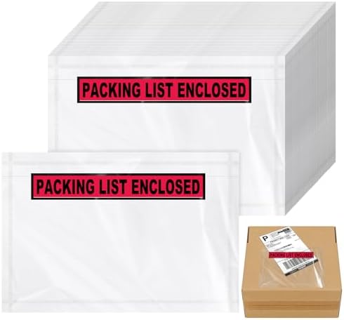 Teling 300 Pcs Packing List Envelopes Clear Adhesive,Red,6" X 9" by Teling