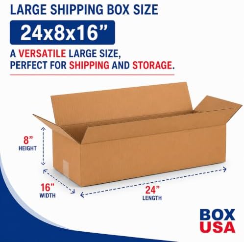 Box USA Shipping Boxes Large 24"L x 16"W x 8"H 20-Pack - Corrugated Cardboard Box for Moving, Mailing, Packing, Packaging and Storage - Image 2