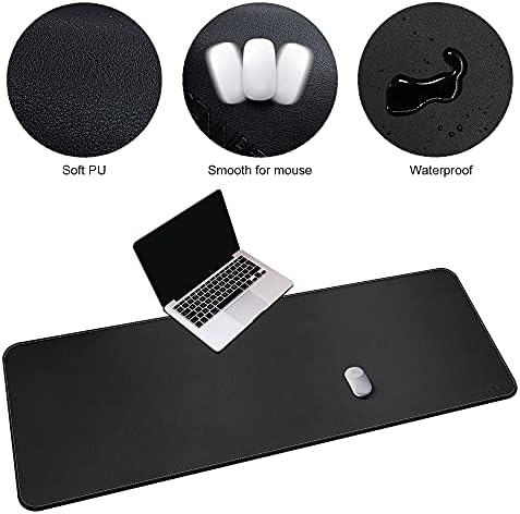 CENNBIE Leather Desk Mat, 66.9" x 23.6" Desk Mat on top of desks (Black) - Image 3