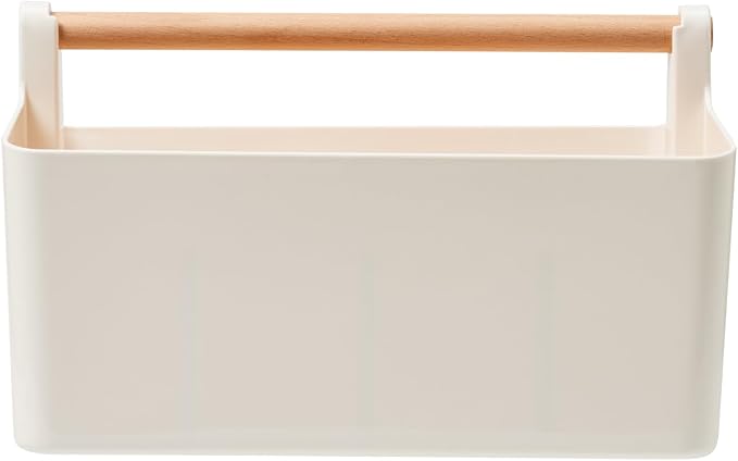 EZOWare Plastic Stackable Caddy Tote Set, Large Storage Organizer Bins w/Removable Compartment Divider & Handle for Makeup, Bathroom, Office Supplies, School, Crafts, Nursery - White and Orange - Image 9