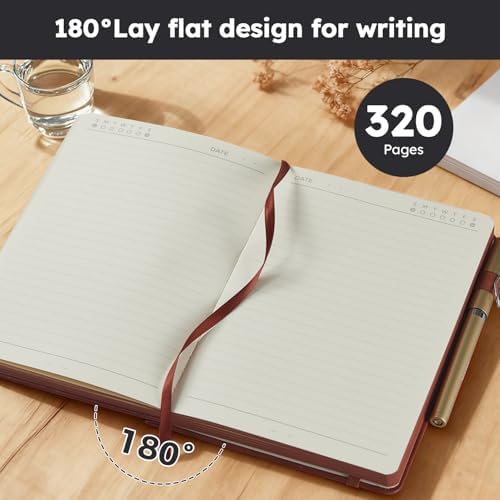 FOCUS DAY Lined Journal Notebook, A5 size (5.7'' X 8.4''), 320 Pages 100GSM Thick Paper, Leather Hardcover, for Women Men, Writing, Note Taking, Personal Diary, Travel Journal - Image 4