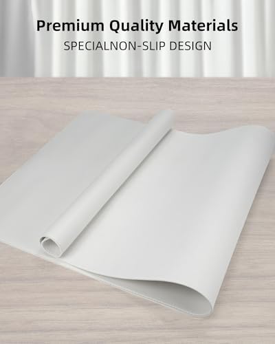 PU Leather Desk Mat Protector - 36"x17" Large Non-Slip Office Desk Pad, Waterproof Keyboard & Mouse Pad, Premium Workstation Cover for Home & Office (Ivory White) - Image 2