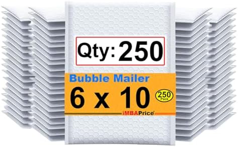 iMBAPrice - 250#0 (6" x 10") Pure White Color SELF Seal Poly Bubble MAILERS Padded Shipping ENVELOPES (Total 250 Bags) by iMBAPrice