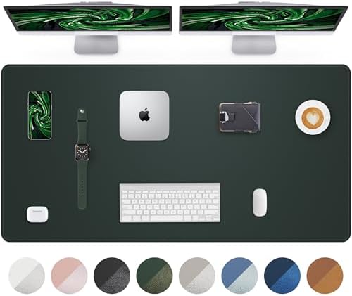 AFIING Large Desk Mat 55" x 24" - PU Leather Desk Pad Protector, Waterproof Non-Slip Extended Mouse Pad for Office Desk, Keyboard, Laptop and Home Workspace (Dark Green) by AFIING