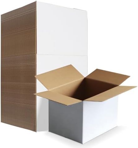 HORLIMER 8x6x6 Shipping Boxes Set of 40, White Corrugated Cardboard Mailer Box for Packing Small Business by HORLIMER