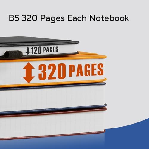 FOCUS DAY 3 Pack Leather Notebooks Journals, Bulk Lined Notebook Journals Set for Women Men Writing, 320 Pages Hardcover B5 College Ruled Notebook Journal Notepad for School Office, Black Blue Brown - Image 3