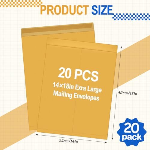 Motipuns 20 Pcs 14'' x 18'' Large Mailing Envelopes with Gummed Flaps - Image 2