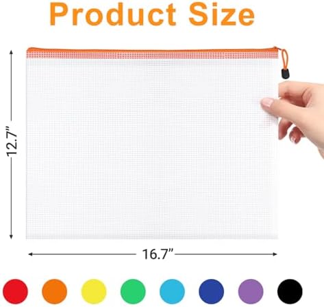 24 Pack A3 Letter Size Mesh Zipper Bag, 8 Colors - Image 2