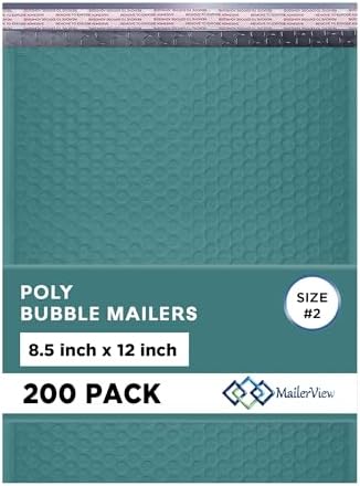 Green Bubble Mailers 8.5x12, Self Seal Poly Padded Envelopes #2, 200 Pack by MAILERVIEW