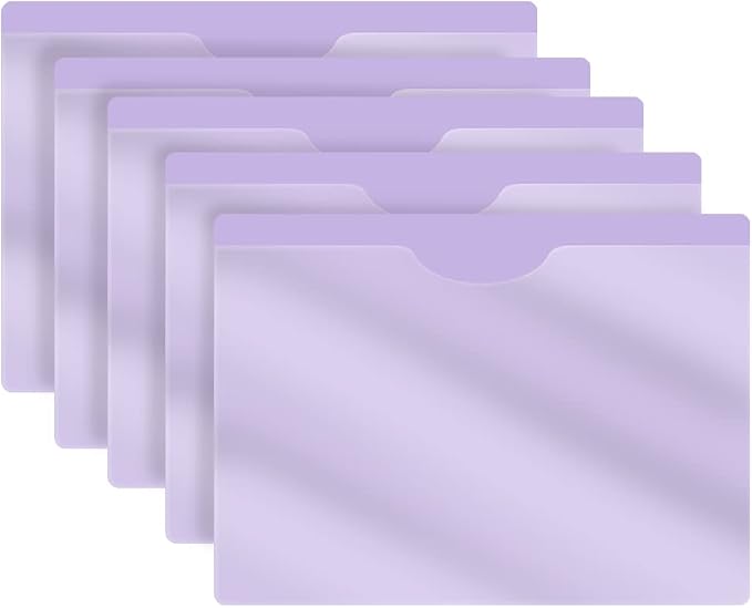 Lavender Plastic Folders with Pockets and Clear Cover, Doctor Stuff, Letter Size, Top Loading Vinyl File Folders, Job Jacket, Documents Holder, Pack of 100 by DoctorStuff